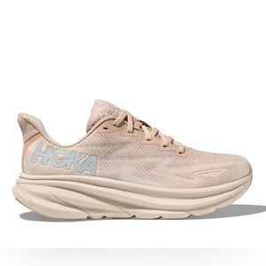 Hoka Women’s Sneakers in Beige with Light Blue Logo